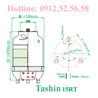 Tháp giải nhiệt nước Tashin 15RT tại Hà Nội